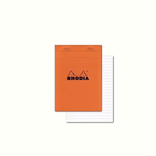 Image of RHODIA 16600C - Stapled Notepad N°16 Orange - A5 - Ruled - 80 Detachable Sheets - White Clairefontaine Paper 80 g/m - Soft, Resistant and Waterproof Coated Card Cover - Basics