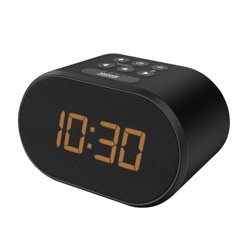 Image of i-box Alarm Clocks Bedside, Radio Alarm Clock, Mains Powered or Battery, FM Radio, USB Charging Port, 5 Step Dimmable Display, Non Ticking, LED Display (Black)