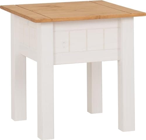Image of Seconique Lamp Table, Engineered Wood, White/Natural Wax, W 505mm x D 505mm x H 525mm