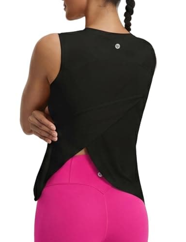 Image of baleaf Gym Tops for Women Sleeveless Running Shirts Womens Workout Tank Tops Sports UPF 50+ Shirt Black M