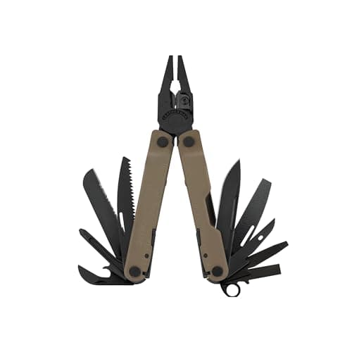 Image of Leatherman Rebar Multi-Tool - 17 All-Tools for DIY & Camping, Black Stainless Steel, Brown