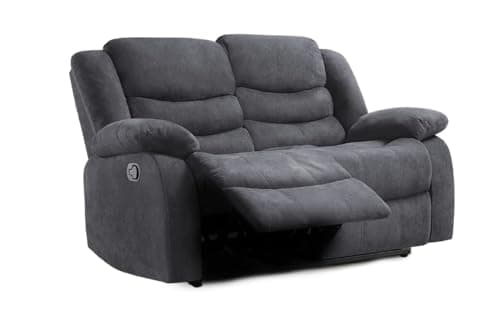 Image of Madrid Fabric Recliner Sofa with Cupholders - 3+2 Seater Sofa Grey (2 seater)