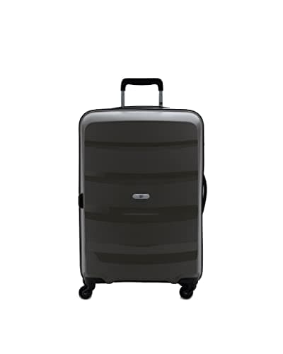 Image of BIBA Trolley Type Travel Suitcase, Carri G CR20 Cabin Suitcase, Trolley Handle, Zip Closure, PP Polypropylene, Black/White, L, Suitcases & Trolleys