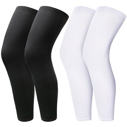 Image of EOGRFW 2Pairs Leg Sleeves,black and white (L), Full Length, Black and White, Non-Slip Compression