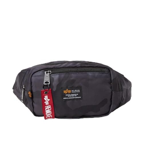 Image of Alpha Industries Unisex Crew Waist Bag, Black Camo, One Size