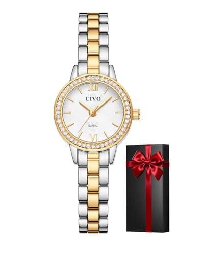 Image of CIVO Analogue Watches for Women Silver: Classic Quartz Ladies Watch with CD Sunray Diamond Dial - Stainless Steel Waterproof Watches - Shopping Travel Dating and Daily Use