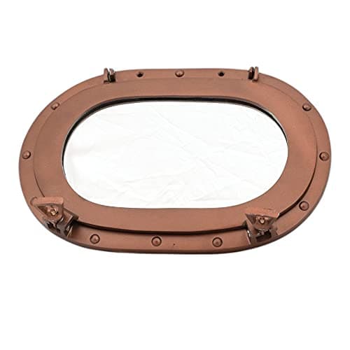 Image of Hind Handicrafts Solid Aluminium Oval Porthole Mirror for Home Decor - Pirate's Maritime Nautical Themed Decor (Coke Copper, 14 INCHES)