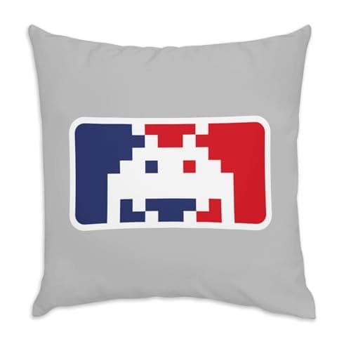 Image of Fabulous Grey Velvet Cushion Cover – Invader Parody Video Games Retro Arcade Game Retro Pixel Art – 40 x 40 cm Velvet Feel