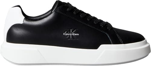 Image of Calvin Klein Men’s Chunky Lace-up Leather Cupsole Trainers, Black (Black/Bright White), 11