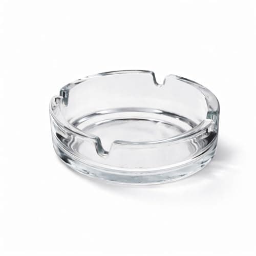 Image of 1pk Clear Glass Ashtrays – 10.5cm Heavy Duty Round Ashtray with 4 Cigarette Rests, Thick Durable Glass Smoking Tray for Home, Garden, Patio, Bar or Outdoor Use