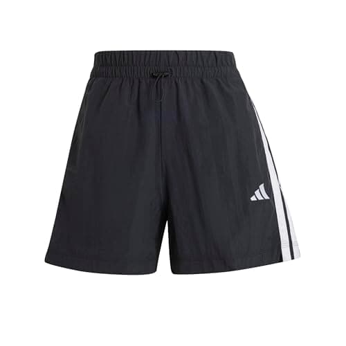 Image of adidas Women's Essentials 3-Stripes Lifestyle Woven Shorts, Black/White, XS