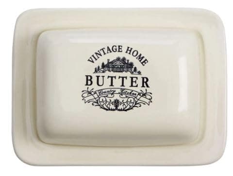 Image of Acense Vintage Home Ceramic Butter Dish, Cream
