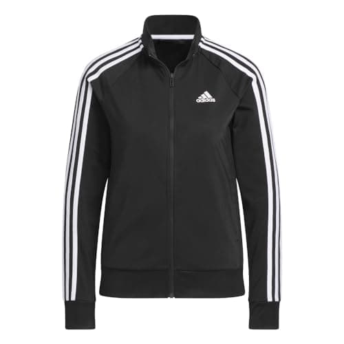 Image of adidas Women's Standard Essentials Warm-Up Slim 3-Stripes Track Top, Black, Small