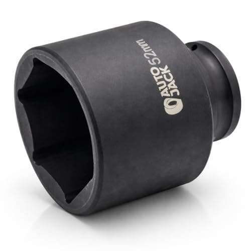 Image of Autojack 52mm Impact Socket, Standard 1/2" Square Drive Metric Socket, Long Deep Ratchet