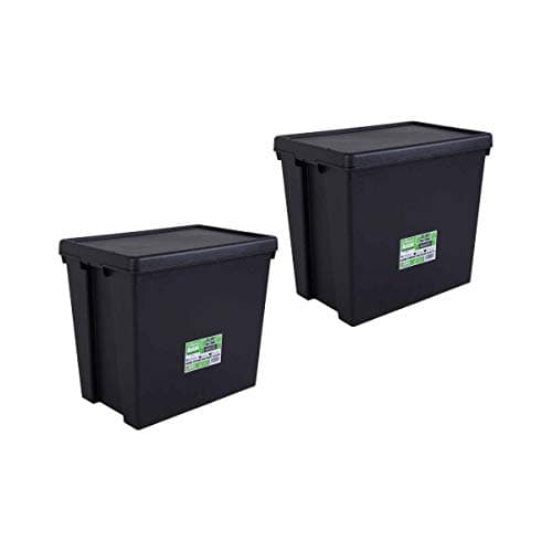 Image of Wham Bam Recycled Storage Box and Lid Black 92Ltr