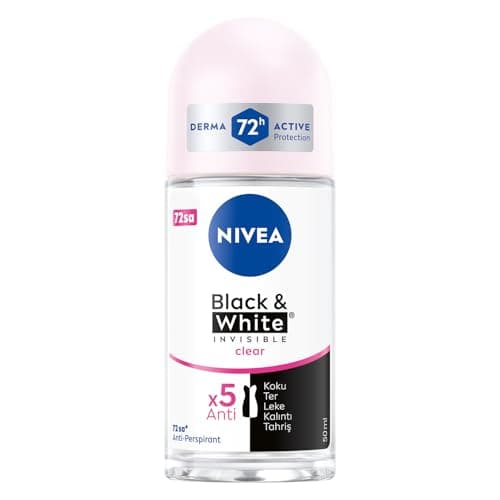 Image of Nivea Invisible for Black & White Clear Roll-On Anti-Perspirant Deodorant 50 ml (Pack of 3)
