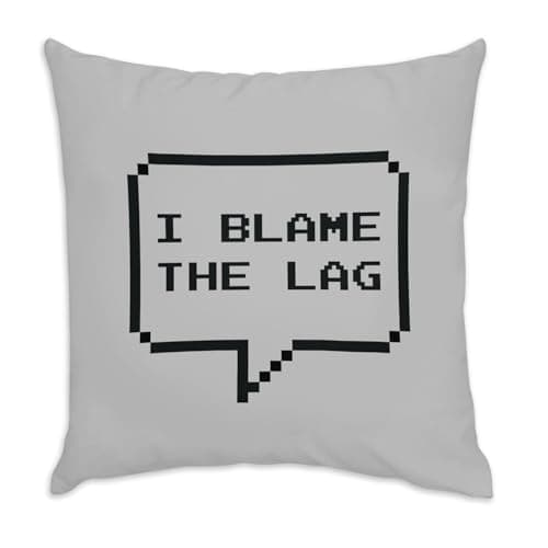 Image of Fabulous Grey Velvet Cushion Cover - I Blame The Lag Gaming Online Gaming Arcade Joke Geek 8 Bit Pixel - 40 x 40 cm Velvet Feel