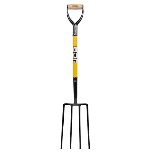 Image of JCB - Professional Solid Forged Contractors Fork - Garden Fork Heavy Duty Professional Site and Gardening Tools - for Home Improvement, Digging, Mucking Out, Manure, Garden Borders, Weeding
