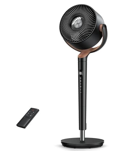 Image of DREO 20 dB Standing Fan for Bedroom, 120°+120° Omni-directional Cooling Fans, 90 ft Circulator With Remote, DC Motor Pedestal Fans, 35-40" Adjustable Height Electric Fan, 8 Speeds, 3 Modes, 8H Timer