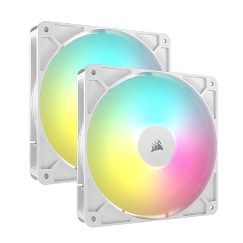Image of CORSAIR RS140 ARGB 140mm PWM Fans – Daisy-Chain Connection – Low-Noise – Magnetic Dome Bearing – Dual Pack – White
