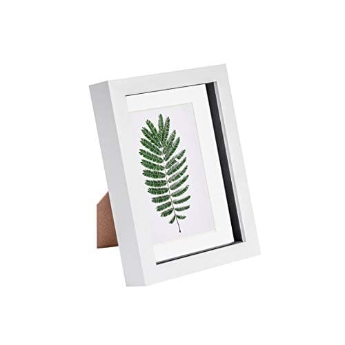 Image of Nicola Spring 5 x 7 3D Shadow Box Photo Frame - Craft Display Picture Frame with 4 x 6 Mount - Glass Aperture - White/White