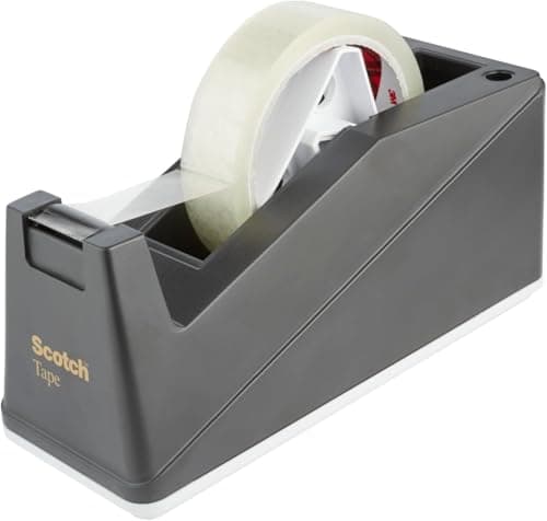 Image of Scotch Desk Tape Dispenser - 1 C10 Scotch Weighted Dispenser Holding Tape up to 25 mm Wide and 66 m Long - Refillable Dispenser for Home and Office - Black