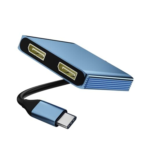 Image of USB C to Dual DisplayPort Splitter Adapter 4K@60Hz, Dual Monitor Adapter for Extended Display with 2 DisplayPort/USB3.0/100W PD Fast Charging, Compatible with MacBook/HP/Dell/Lenovo