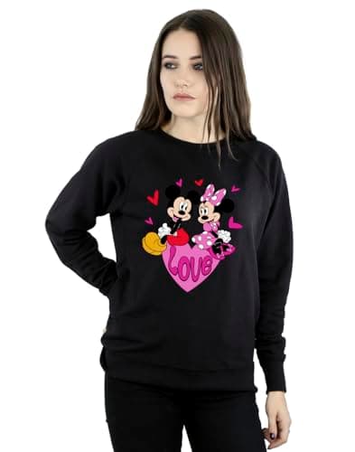 Image of Disney Women's Mickey & Minnie Love Hearts Sweatshirt Black XXX-Large