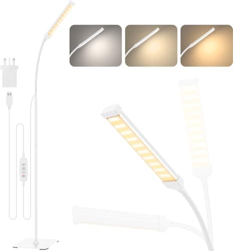 Image of iFalarila Floor Lamp, 120 LED 10 W, Standing Lamp with 3 Colours and 10 Brightnesses, Flexible Gooseneck Floor Lamp for Living Room/Bedroom/Office