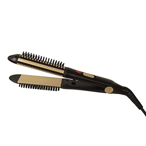 Image of Bauer 2 in 1 Hair Styling Tool - Cermaic Hair Straighteners and Curling Brush - All Hair Types - Fast Gentle Heat - Easy to Use