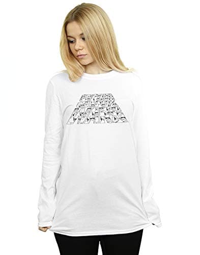Image of Star Wars Women's The Rise of Skywalker Trooper Filled Logo Boyfriend Fit Long Sleeved T-Shirt White Small