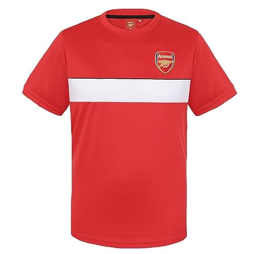 Image of Arsenal FC Official Gift Mens Poly T-Shirt Red White Stripe Large
