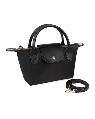 Image of IBEE Mini Crossbody Bags for Women Small Tote Bag Nylon Cross Body Purse Checkered Top Handle Handbags, Black