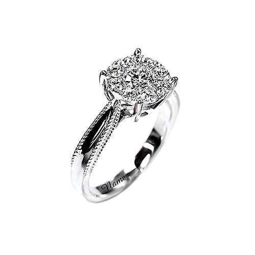 Image of SISGEM 0.11ct Natural Diamond Ring, 9 ct White Gold Cluster Diamond Engagement Ring for Her, G, SI2, Personalised Wedding Ring, for Women Ladies Engagement Wedding (Size: Q)