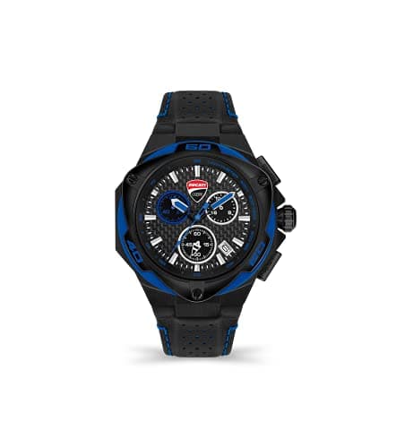 Image of Ducati Corse Motore Chronograph Collection Quartz Watch (DTWGC2019005), 49mm, Black/Silver, Genuine Leather, Men's Sport Watch