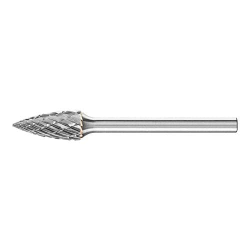 Image of PFERD Carbide Burr, Pointed Arc Shape SPG, Teeth 3 Plus, Burr Diameter 6 mm, Shaft Diameter 3 mm, Length 43 mm, 21222783 - for Universal Applications on The Most Important Industrial Materials