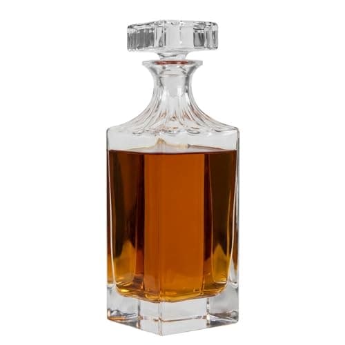 Image of Large Clear Glass 900ml Square Decanter Carafe Jug Whisky Gift with Flat Top Stopper Wedding Anniversary Glassware Gift (DH80)