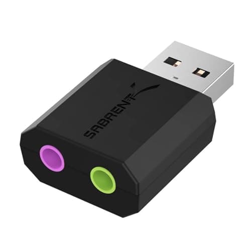 Image of SABRENT USB to AUX Adapter, External USB Sound Card with 3.5mm Jack for Headphones & Mic, Plug & Play Stereo Converter for PC, Mac, PS5, Steam Deck, Laptop (AU-MMSA)