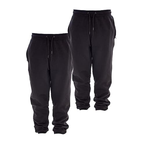 Image of Keanu 2 Pack Regular Fit Kids Joggers - Super Soft Jogging Bottoms with Brushed Fleece Lining - Lounge Pants Gym Joggers Boys Girls School Uniform - Kids Sizes 5-14 Years (Black Pack, 7-8 Years)