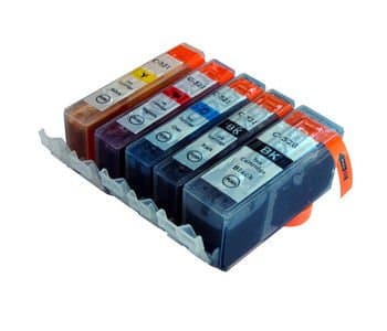 Image of CLI521 & PGI520 Compatibles (with latest chip) 5 Pack Ink Cartridges inc CLI-521 Black Cyan Magenta Yellow and PGI-520 Black for Canon Pixma MP540 MP560 MP550 MP620 MP640 MP630 MP980 iP3600 MP990 iP4600 MX860 iP4700 Printers