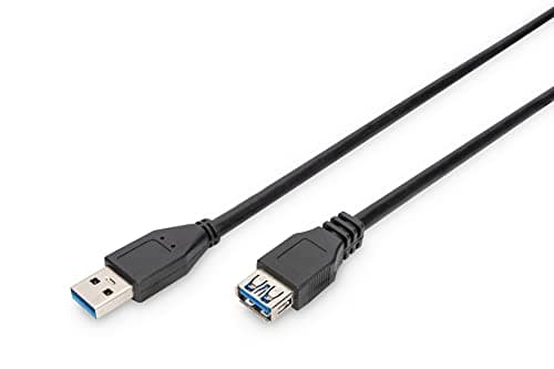 Image of DIGITUS USB 3.2 Gen1 extension cable – 3 m – USB A (plug) to Type A (socket) – 5 Gbps – for printers, card readers, keyboards, cameras, hubs – Black