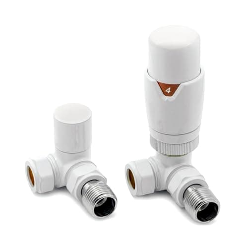 Image of EcoSpa White Corner TRV Thermostatic Radiator Valve Pack (Pair)