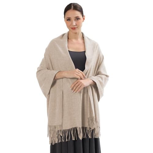 Image of ACNCN Womens Cashmere Scarf Pashmina Shawl Wraps 300g Extra Large Cashmere Thick Scarves for Winter(Beige)