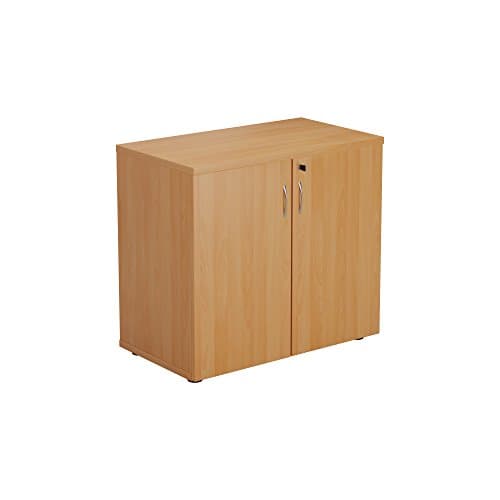 Image of Office Hippo Heavy Duty Office Cupboard, Robust Storage with Adjustable Feet, Lockable Cupboard, Durable Adjustable Shelf - Beech