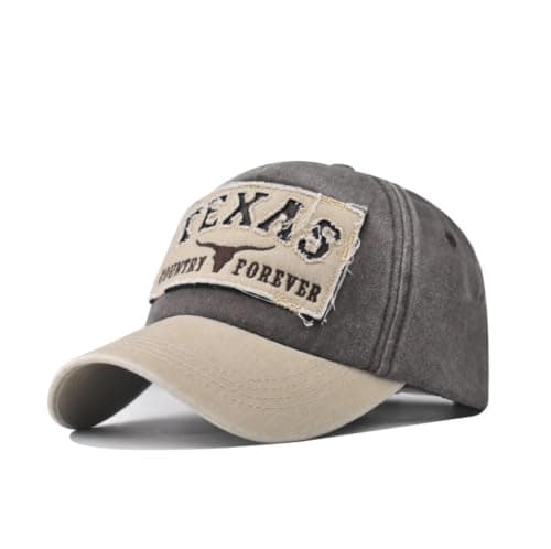 Image of Vintage Texas Bull Cotton Baseball Cap Men Women Retro Sports Outdoor Casual Sun Hat (UK, Alpha, One Size, M, Coffee)