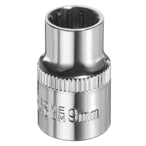 Image of sourcing map 12 Points Socket 3/8" Drive 9mm Metric Shallow Impact Socket Cr-V Steel Chrome Plating Flip Sleeve Nut Driver Wrench for Home Auto Nuts Bolts Repair