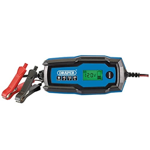 Image of Draper 53489 6V/12V Smart Charger and Battery Maintainer, 4A, Blue and Black, One Size