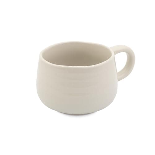 Image of Jamie Oliver Big Love White Cosy Cuppa, Speckled Stoneware Coffee, Tea Mug, Ideal for Any Occasion, Dishwasher, Microwave, 12.7oz, 375ML, 13x10x7CM