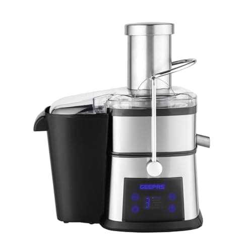 Image of GEEPAS Juice Extractor | Digital Centrifugal Juicer Machines for Whole Fruits & Vegetables | 5 Speed Touch Control 1L Jug 2L Pomace Container | Stainless Steel 75MM Feed Chute, 2 Year Warranty 800W