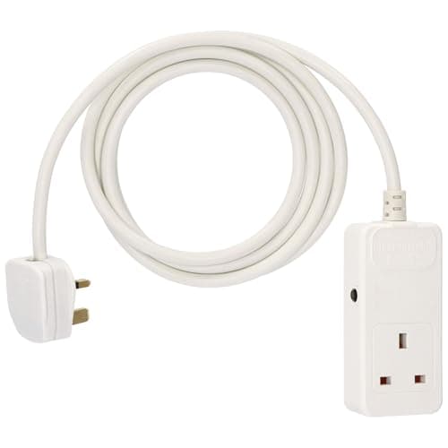 Image of Brennenstuhl Extension Cable for home and office (5m cable for indoor use, with rubberized socket 13A BS, fuse button reset function) white